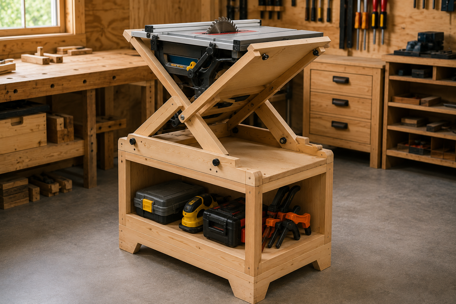Flip-Top Tool Stand Effortless Small Shop Solution