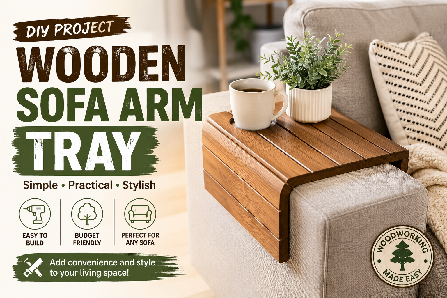 Wooden Sofa Arm Tray