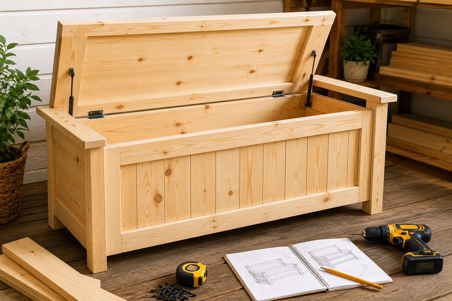Wooden Storage Bench Plans