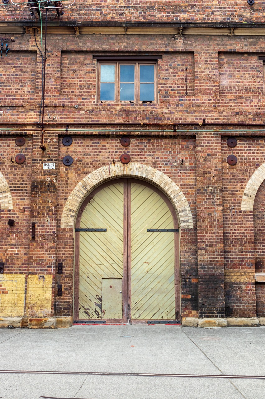door, building, architecture, wooden, industrial, brick, wall