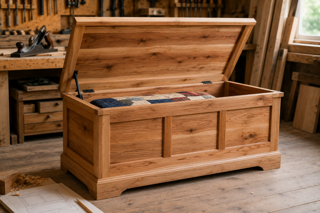 Handcrafted Hope Chest in a Woodworking Shop